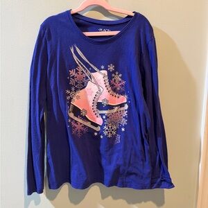 The Children's Place Royal Blue Tee with Pink Ice Skate Design